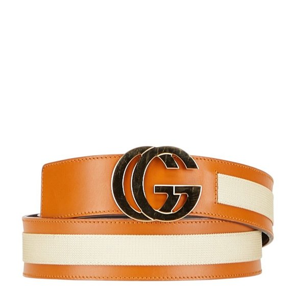 Gucci Interlocking G Belt 74053 in Brown and Beige Leather Canvas for Women - Picture 1 of 6